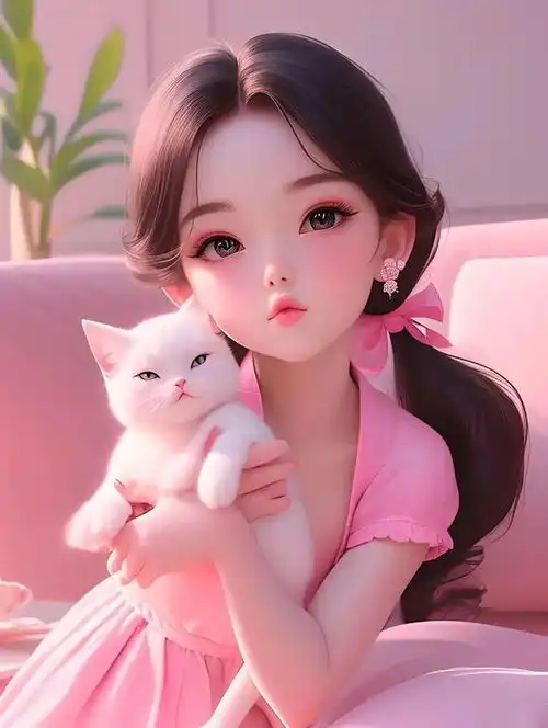 小美女抱宠物美图分享