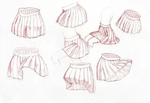 动漫女生百褶裙的画法,正经教学来了