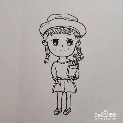 怎样画简单的女孩手拿花的插画