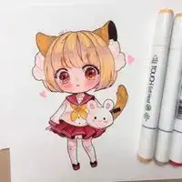 马克笔动漫图片简单可爱萌女生马克笔动漫图片