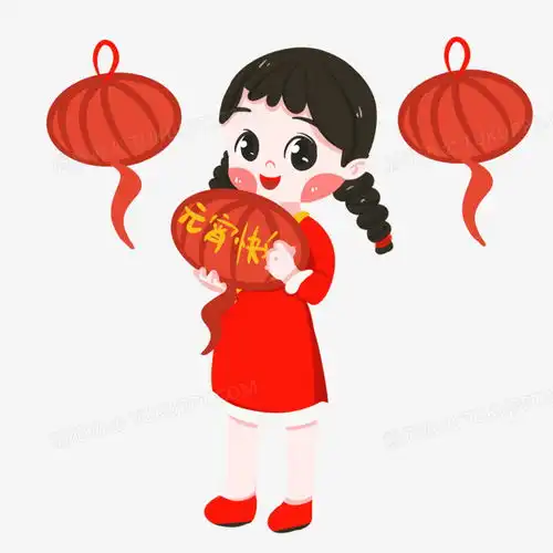 卡通手绘元宵节女孩手拿灯笼免抠元素png图片素材免费下载手绘png40004000像素