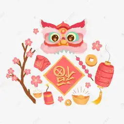 春节喜庆年俗粉色桃色可爱手绘装饰png素材图片免费下载千库网