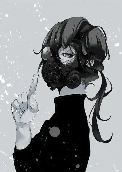 动漫二次元女生黑白防毒面具
