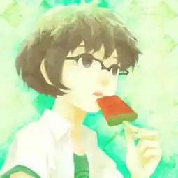 动漫少女吃西瓜冰淇淋的图片,急用