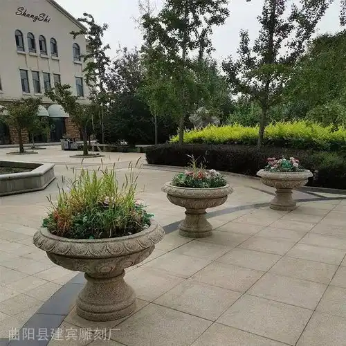 石雕花钵花盆雕塑样式及图片