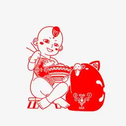 红色的剪纸喂猪插画图片素材其他格式下载动漫人物大全