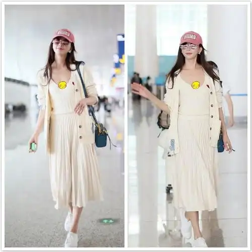 林志玲40多岁依旧有气质,穿百褶裙好显腰线,像个亭亭玉立的少女