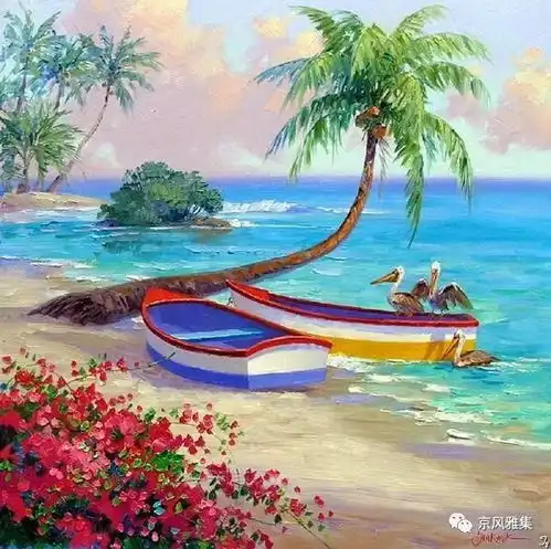 我愿被放逐天际,面朝大海转身是你美女画家米基的油画