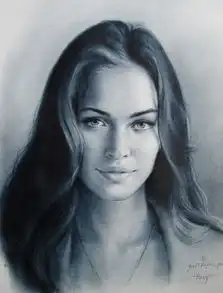 俄罗斯雅科夫素描作品美丽的少妇头像素描