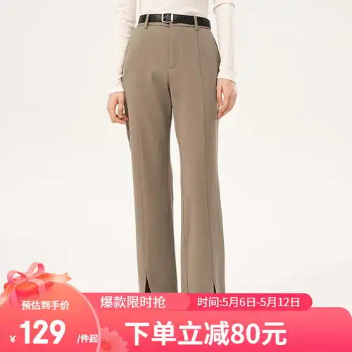 缪佳2019秋冬新品加厚保暖毛呢时尚阔腿裤女简约显瘦百搭松紧腰宽松休闲裤女黑色l