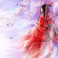 求红衣黑发的霸气女子古风图
