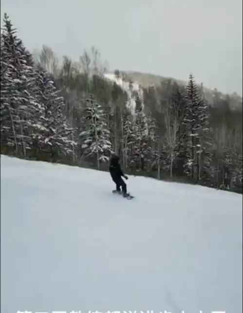 帅不过10秒黄博文欧洲度假滑雪,玩单板有模有样,突然摔个狗啃泥