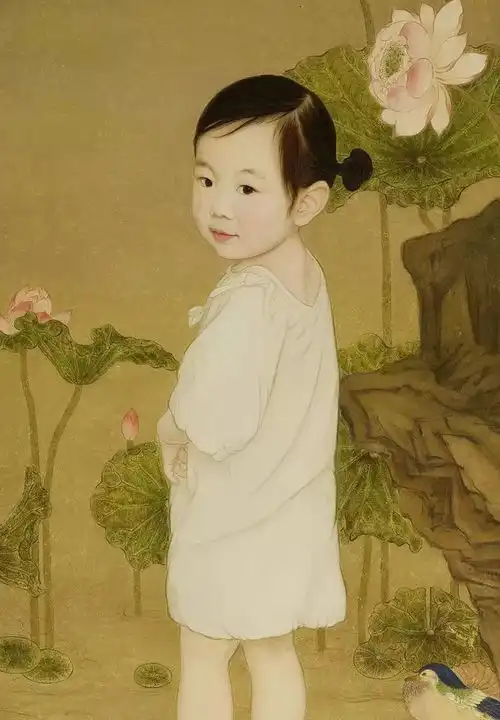 他把女儿画成中式小仙女,优雅可爱美得人心儿颤