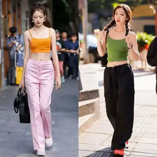 被杭州女生露脐装惊艳搭配高腰裤特显高,堪称小个子教科书