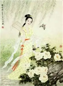 唯美古风图,有男子和女子或男子或女子,图上有柳树,符合既用