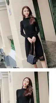 秋冬打底针织连衣裙2018新款收腰系带法式少女茶歇裙子高冷范女装