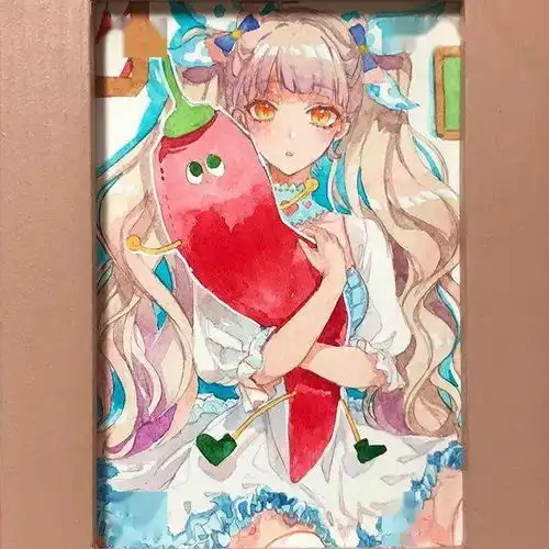 水彩画手绘日系可爱猫耳动漫少女