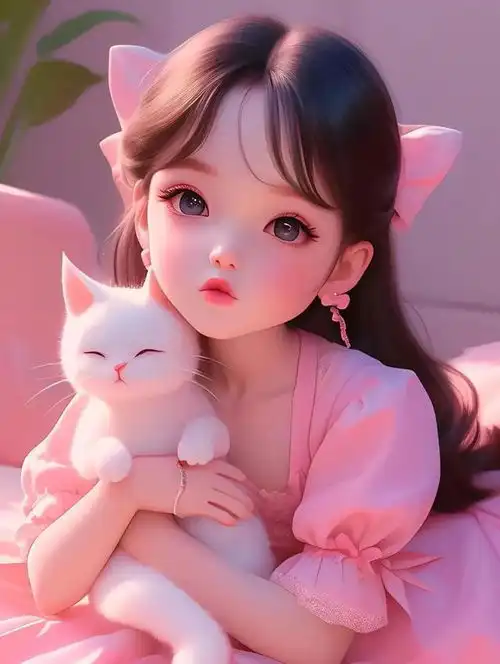 小美女抱宠物美图分享