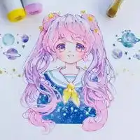 马克笔动漫图片简单可爱萌女生马克笔动漫图片