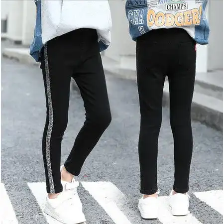 2019女童秋装新款牛仔裤弹力铅笔裤小脚裤百搭侧亮条裤打底裤潮m