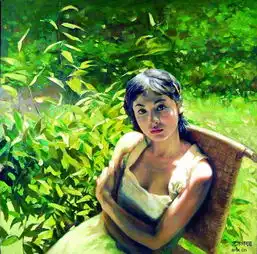 国美教授油画中的东方美女,靓丽迷人