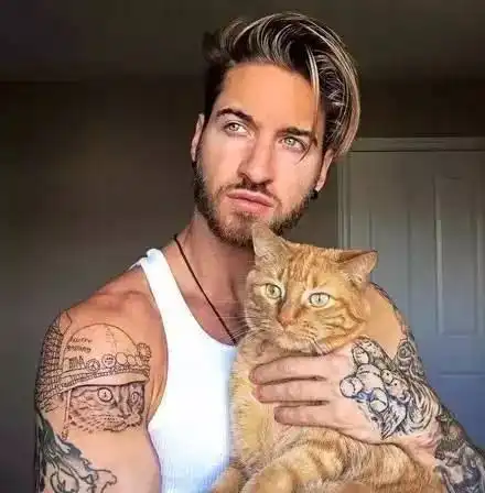 爱猫的小伙子都很帅,不信你看
