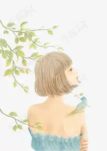 手绘小清新少女背影素材图片免费下载高清卡通手绘psd千库网图片编号7458047