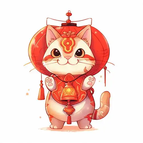 简约红色喜庆卡通可爱招财猫海报设计下载请至来源处