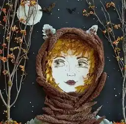 用落叶树枝画出的美女肖像,简直太美了