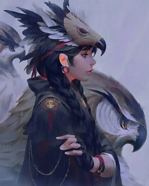 插画黑夜女孩