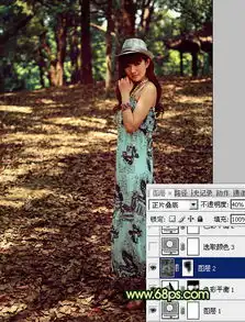 photoshop给树林人物照片润色美化处理教程