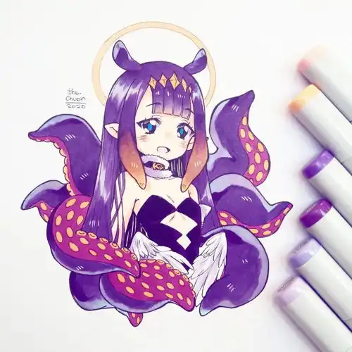 cg原画插画教程q版可爱动漫少女头发上色