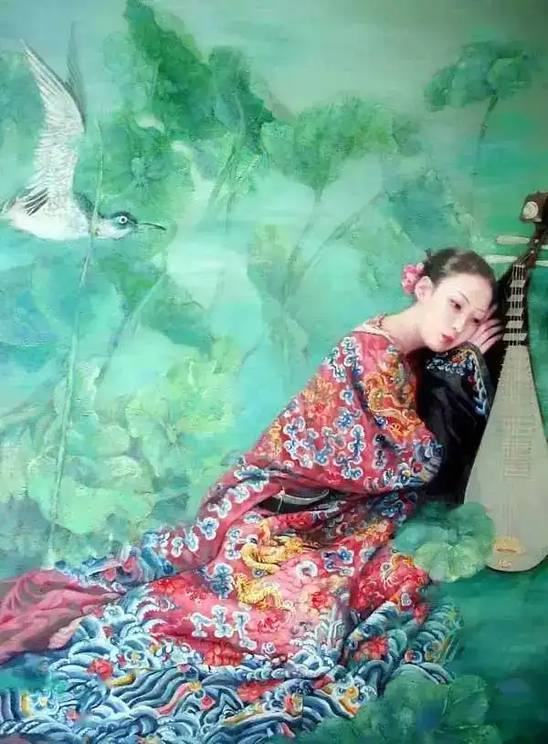 十六位油画家笔下的女子,像一朵朵洁静的莲花