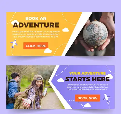 2款创意旅行宣传banner矢量图
