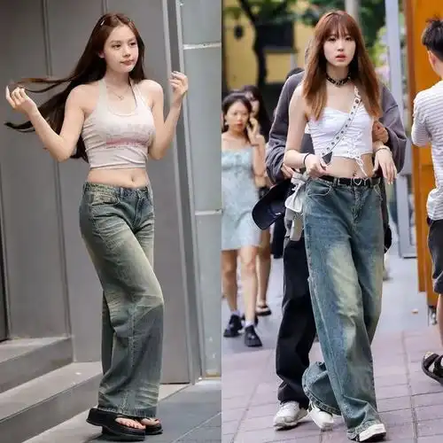 被杭州女生露脐装惊艳搭配高腰裤特显高,堪称小个子教科书