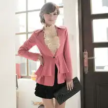 秋冬新品2011韩版一粒扣双层荷叶裙摆式小西装外套