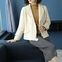 雅琪嫚流苏拼接针织开衫女秋冬新款翻领宽松厚外套气质显瘦短款上衣