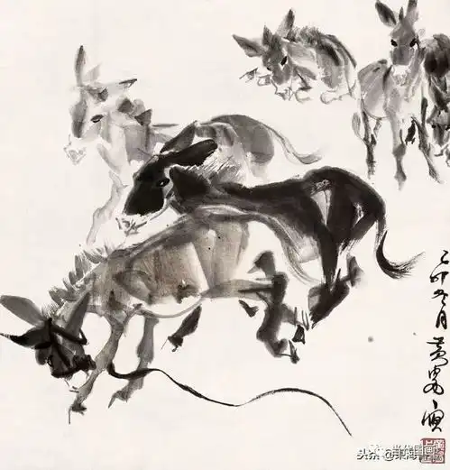 黄胄笔下的驴子,都在动