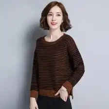 条纹毛衣女蓝色