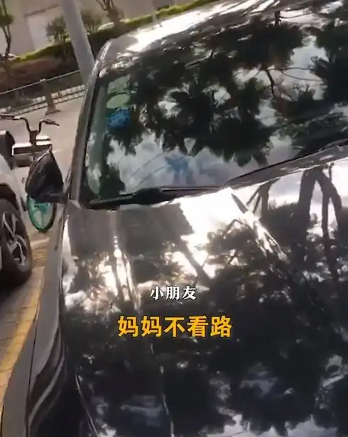 女子开车追尾,萌娃飙四川话揭发妈妈不看路,一上车就看手机