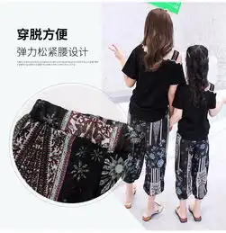 2019夏季新款韩版女童中大童童套装防蚊裤亲子装两件套