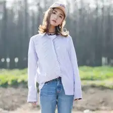 韩版时尚女条纹衬衫上衣