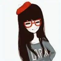 情侣头像一左一右都是穿绿色衣服的,男生是v字领的衣服女生长发,戴红色眼镜