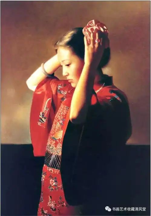 中国油画画布上的那个美女居然有些像你