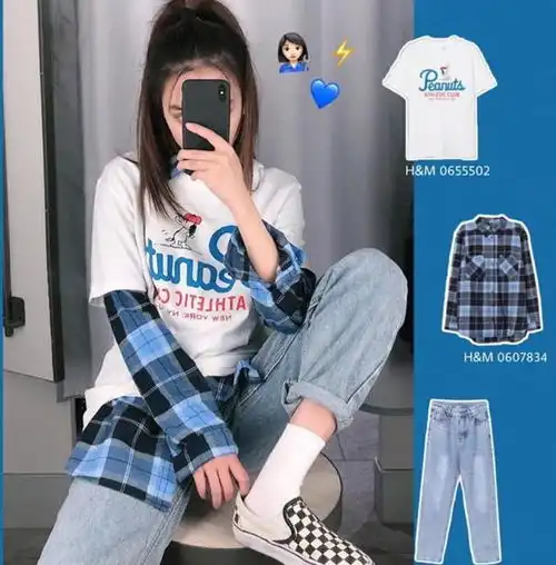 hm真的是衣品开挂了,可酷可甜美,十足的猫系小仙女衬衣