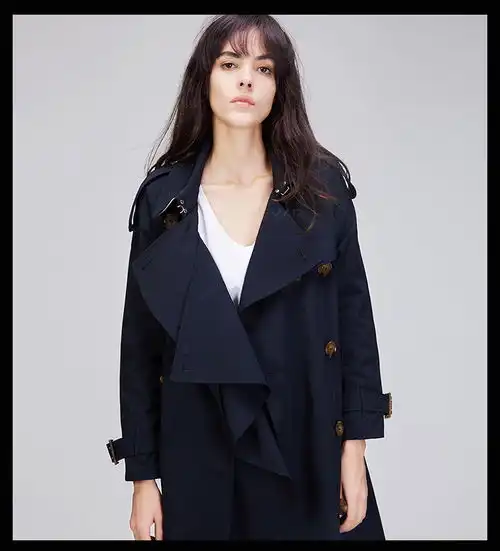 嘉泽华女装新款时尚双排扣风衣英伦风衣女大牌外套女jzh福卡商城