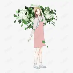 小清新手绘花丛中的少女png素材图片免费下载高清psd千库网图片编号10840538