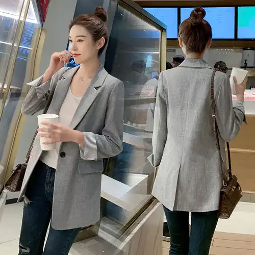 网红小西装外套女2021新款春秋韩版流行气质休闲百搭修身西服上衣