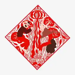 手绘开心的孩子红色剪纸插画图片素材其他格式下载动漫人物大全