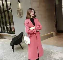 2017新款韩版西装毛呢外套女长款韩版加厚呢子过膝大衣